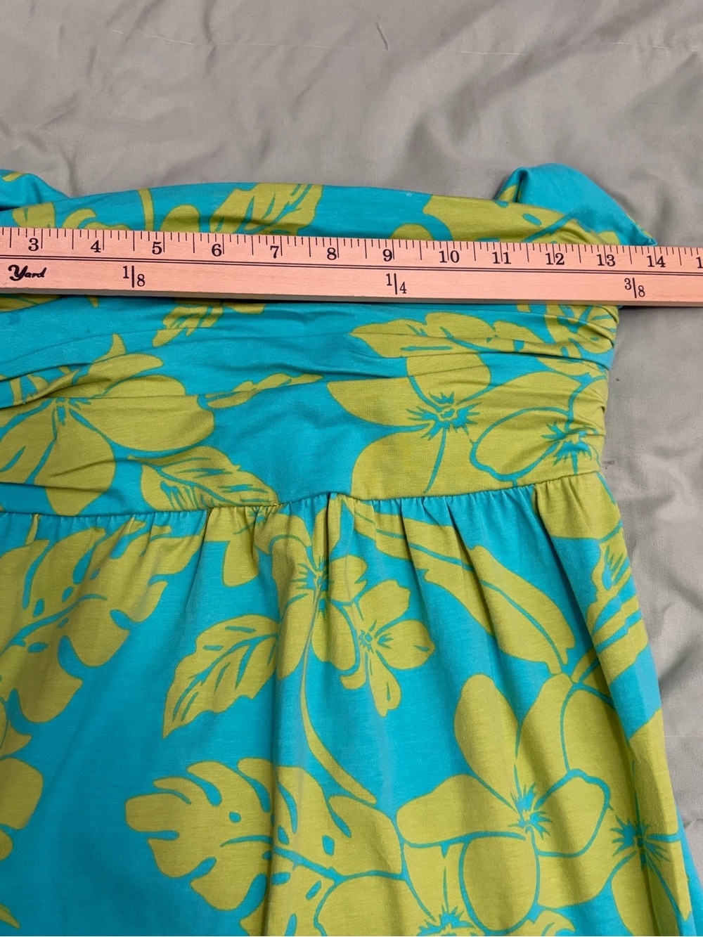 Tommy Bahama Summer Dress Green Teal Floral Strapless Supima Cotton XS - Picture 5 of 9